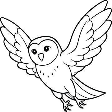 recommend clip art: Happy barn owl line art vector perfect for adding a charming and friendly touch to any design
                    