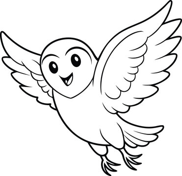 recommend clip art: Happy barn owl line art vector simple and cheerful design ideal for nature lovers and bird enthusiasts
                    