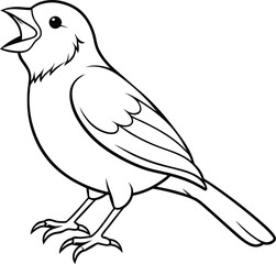 Obraz premium Chirping canary vector displays a lively yellow bird perched and singing happily 