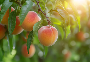 A sun-kissed apricot gently ripening on the branch, showcasing warm tones and a soft, velvety surface. Its delicate appearance reflects the sweetness of summer and the calm beauty of nature.