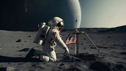 Naklejka premium astronaut on the moon