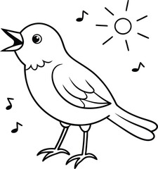 Cheerful nightingale singing vector design captures a joyful bird singing in a vibrant and lively illustration full of color and energy

