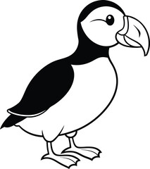 Delightful puffin vector art showcasing a cute and friendly bird with a charming demeanor and bold colors
