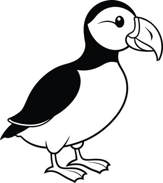 recommend clip art: Delightful puffin vector art showcasing a cute and friendly bird with a charming demeanor and bold colors
                    