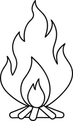 Contemporary bonfire vector art with abstract flames and well-defined logs
