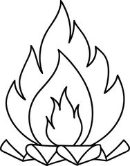 Minimal bonfire vector art showing a fire with clean lines and a hint of warmth
