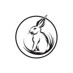 Arctic Hare Vector Logo Design. Vector illustration of  arctic hare isolated on blue background.