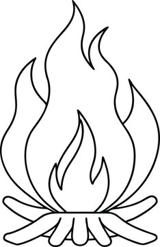 recommend clip art: Elegant bonfire vector line art with a cozy campfire and detailed flames
                    