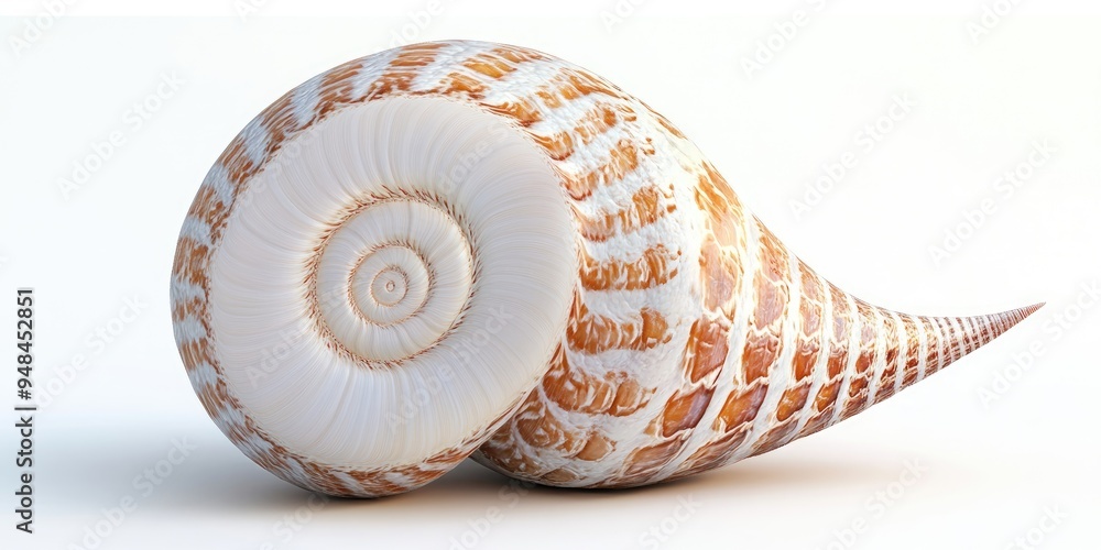 Poster 3d rendering of a nautilus shell isolated on a white background