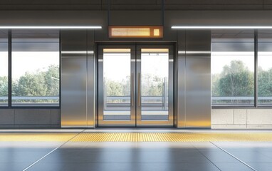 3D rendering of a train platform door designed to enhance safety and prevent accidents during peak travel times