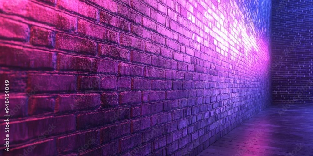 Poster 3d rendering of a brick wall as an architectural feature in an abstract urban setting
