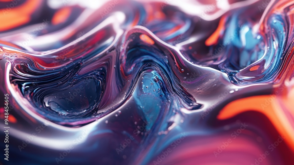 Poster 3d rendering of liquid abstract art in macro perspective
