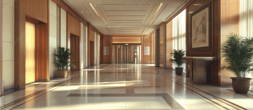 Poster 3d rendering of a linear architectural perspective