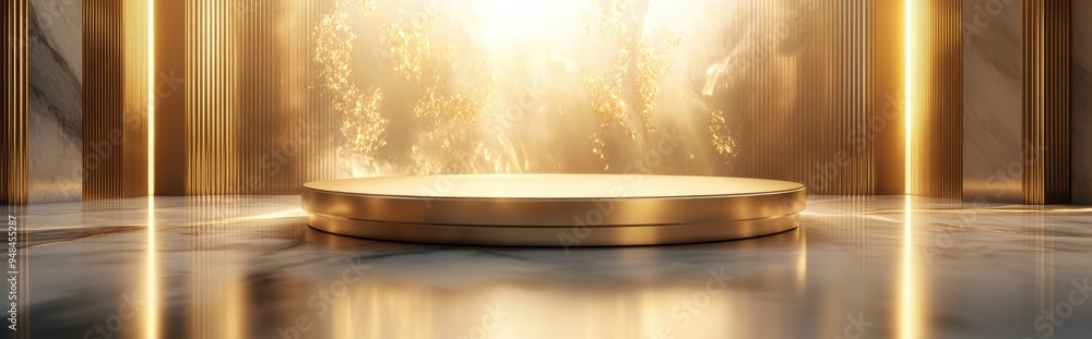 Poster elegant background featuring a pedestal and showcase in a captivating 3d rendering