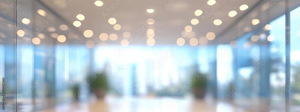 Poster defocused 3d rendering of glasses ceiling within a building