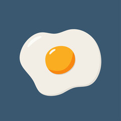 Fried egg isolated on a dark blue background. Vector illustration in a flat style. Fried egg icon.	
