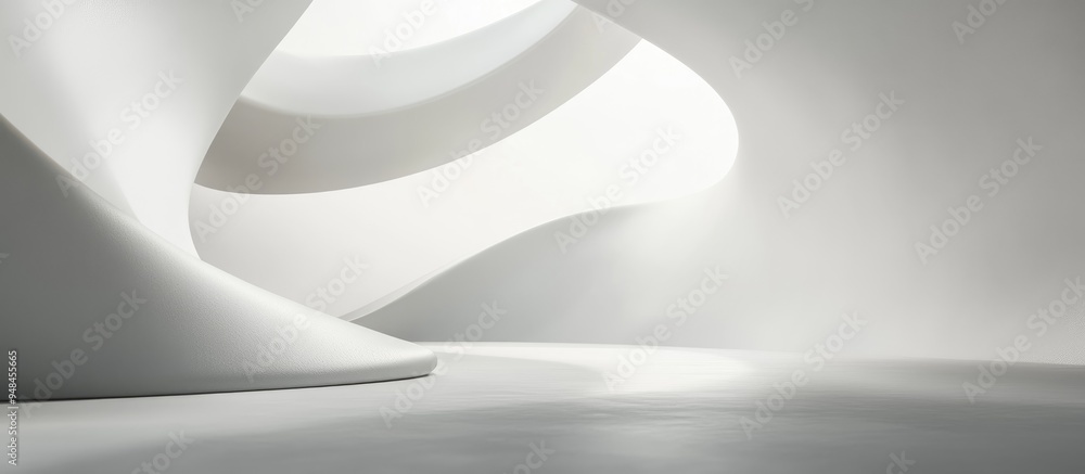 Poster 3d rendering of an abstract surreal image featuring an empty space for product display on a white ba