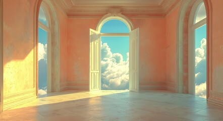 Fototapeta premium Open doors to the clouds