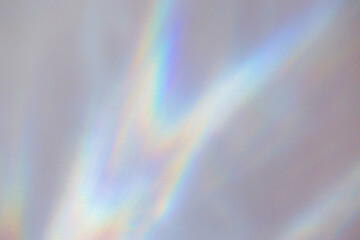 Water texture shadow with rainbow refraction of light on a white backgound. Overlay effect