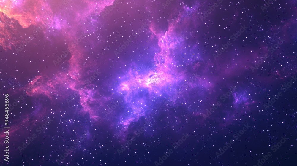Poster 3D rendering of a cartoon style nebula gas cloud in deep outer space