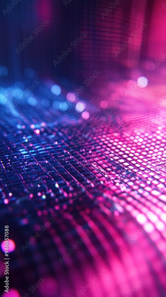 Poster a vibrant abstract background showcasing a blend of pink and blue lights, creating a dynamic digital