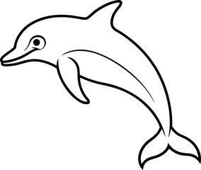 Dolphin swims gracefully in clear blue waters with a playful smile and smooth sleek body
