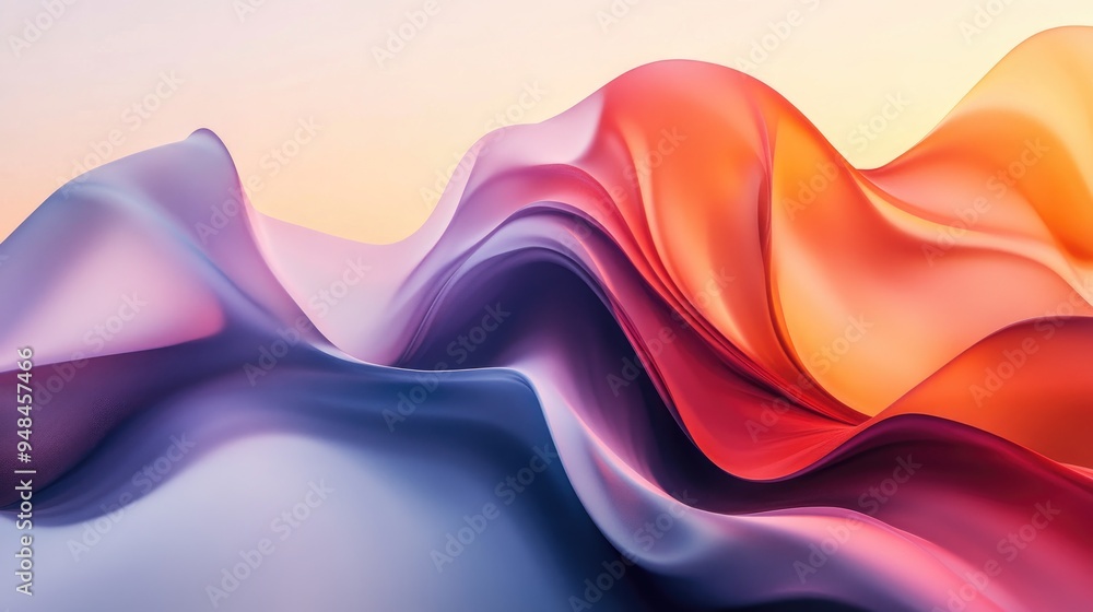Poster stylish fluid gradient wavy background in contemporary colors abstract 3d rendering