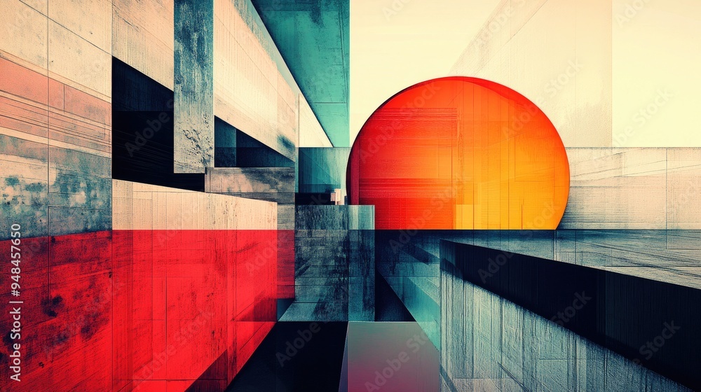Poster geometric abstraction in spatial design