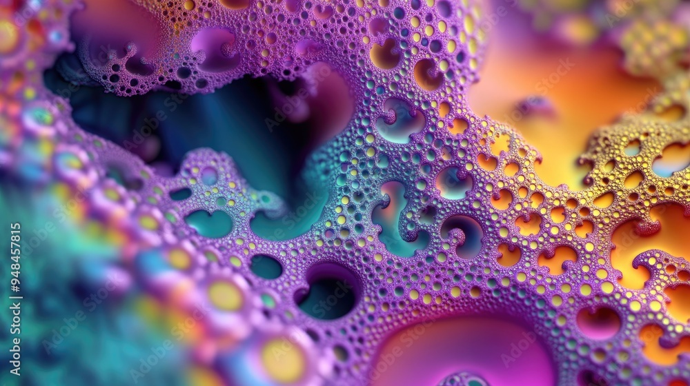 Aufkleber vibrant and chaotic colorful fractal design abstract shapes with intricate details 3d rendered illus