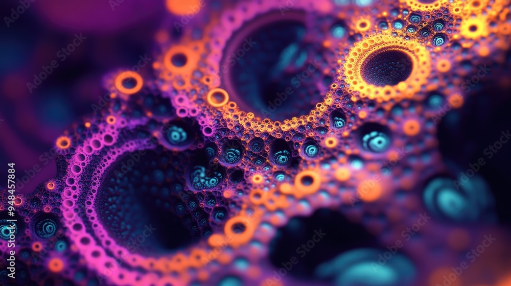 Poster vibrant and chaotic fractal pattern with abstract shapes 3d rendered illustration suitable for backg