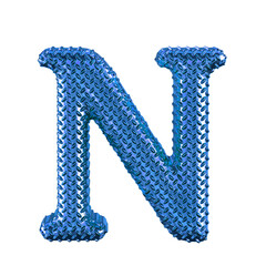 Blue ribbed symbol. letter n