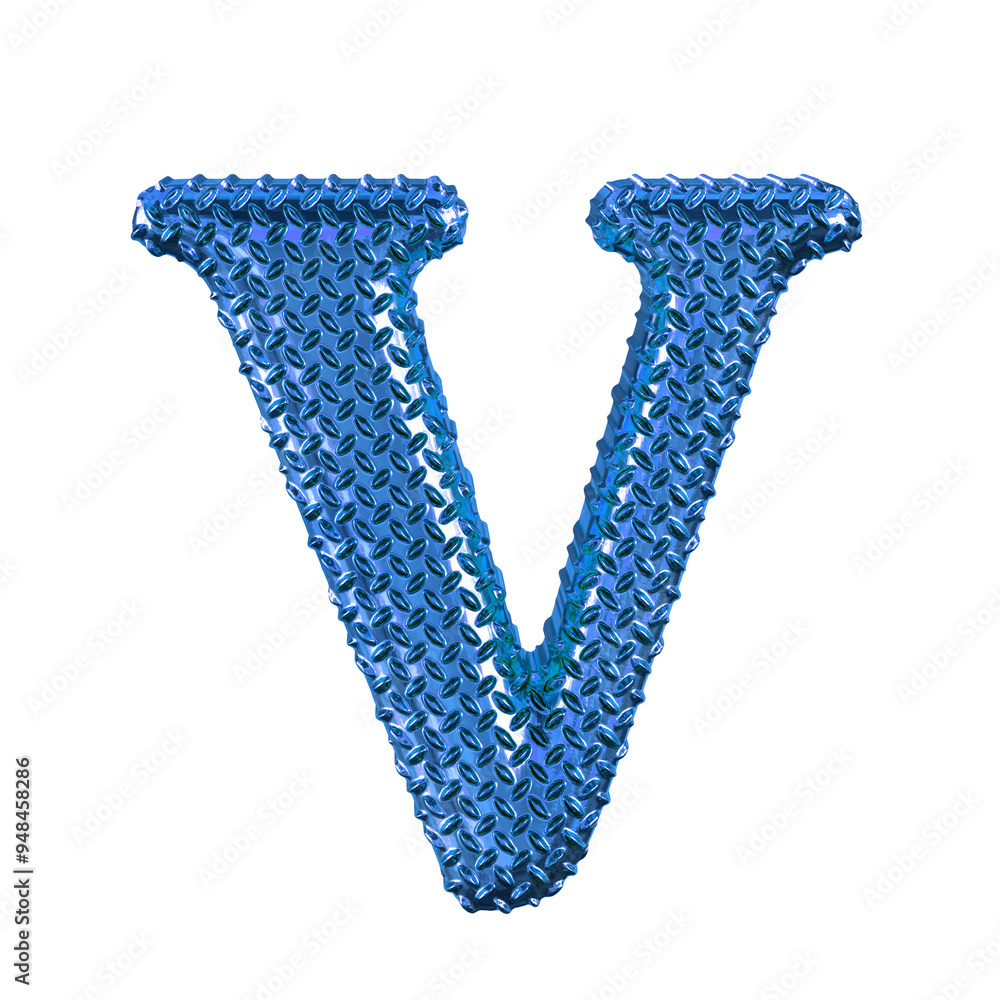 Canvas Prints blue ribbed symbol. letter v