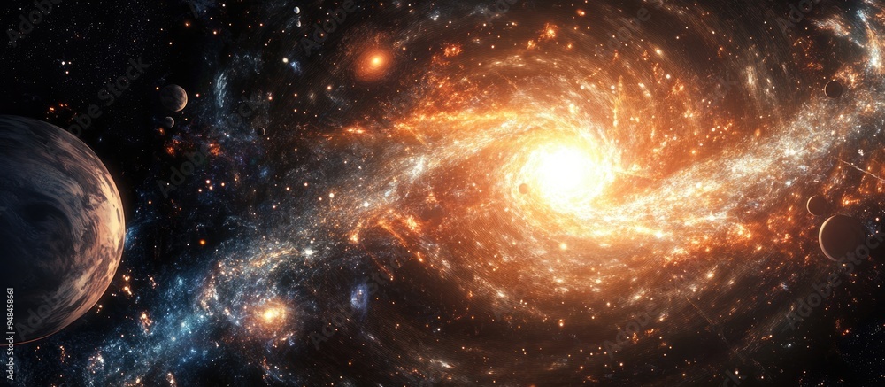 Poster cosmos art in a 3d cartoon rendering