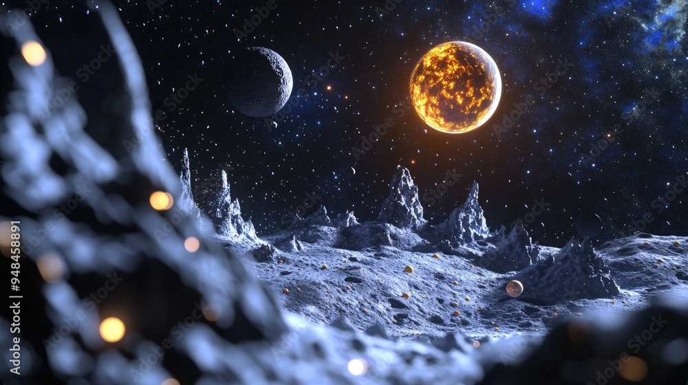 Aufkleber Cartoon rendering in 3D of outer space