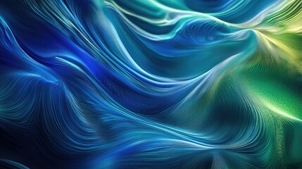 Obraz premium Elegant abstract background featuring blue and green tones with shimmering effects and flowing wave patterns