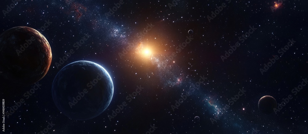 Aufkleber deep space depicted in a 3d cartoon rendering showcasing a science fiction cosmos