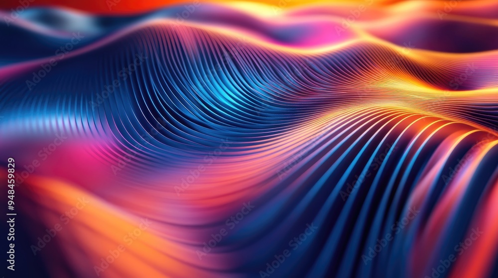 Poster Zoomed blurred gradient lines create a central design effect