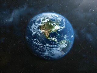 Naklejka premium A stunning view of Earth from space showcasing continents, oceans, and atmospheric details