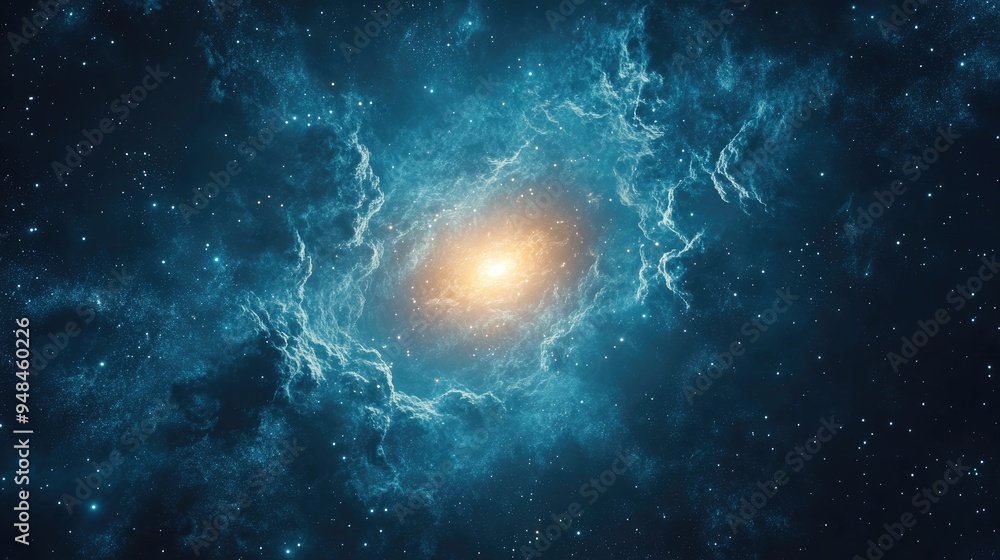 Poster Abstract background with light and star nebula galaxy in space in 3D cartoon rendering