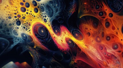 Fototapeta premium Vibrant and chaotic fantasy fractal design featuring abstract shapes ideal for use as a background or wallpaper in digital art