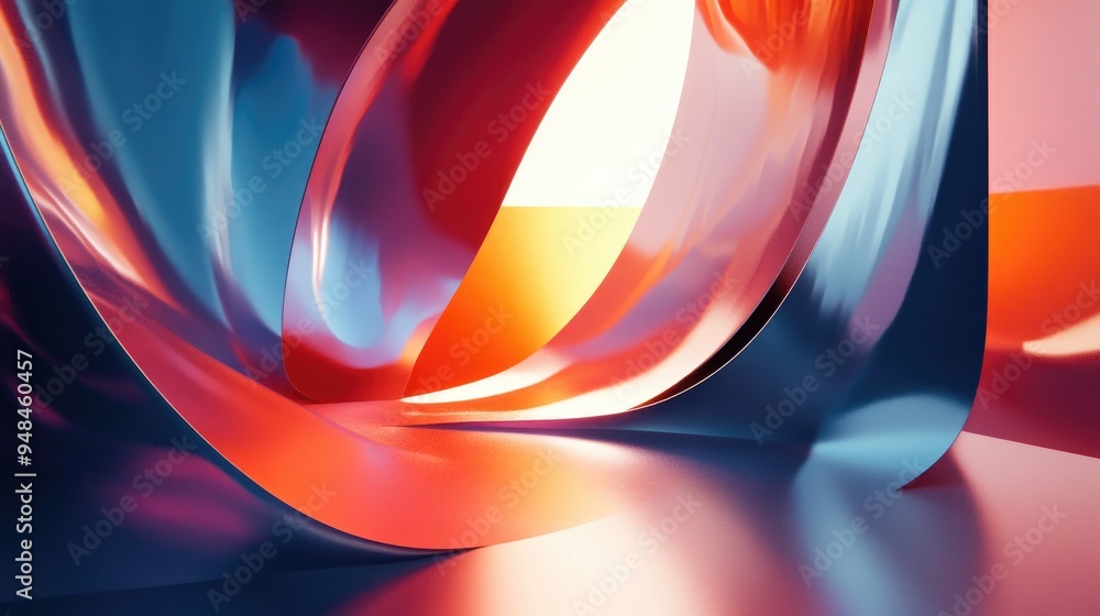 Aufkleber futuristic abstract shapes rendered in 3d creating an illustrative background