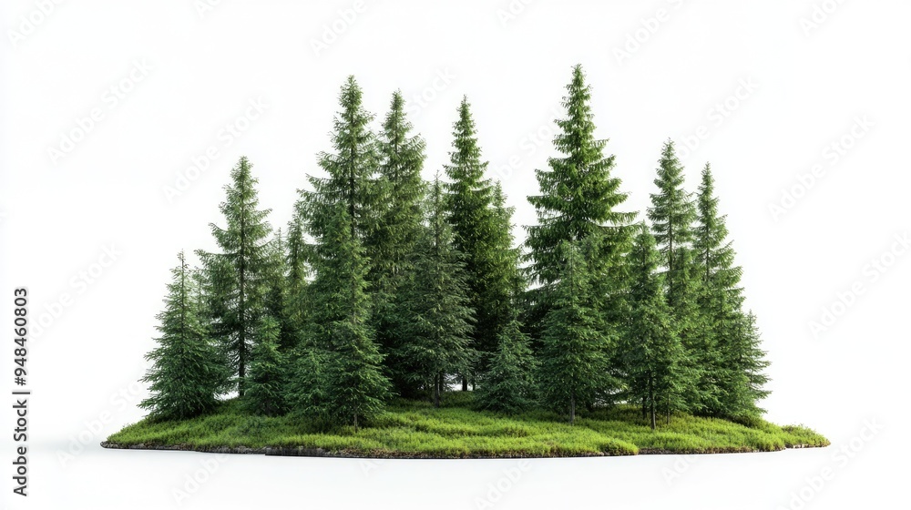 Poster Isolated forest on a white background 3D rendering illustration