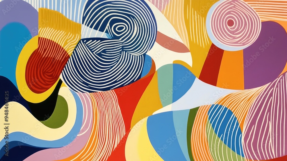 Poster four color print abstract line design