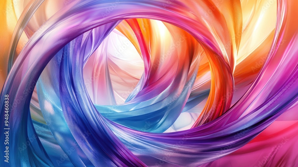 Poster abstract colorful silk lines swirling in spirals, set against a dynamic futuristic background, creat