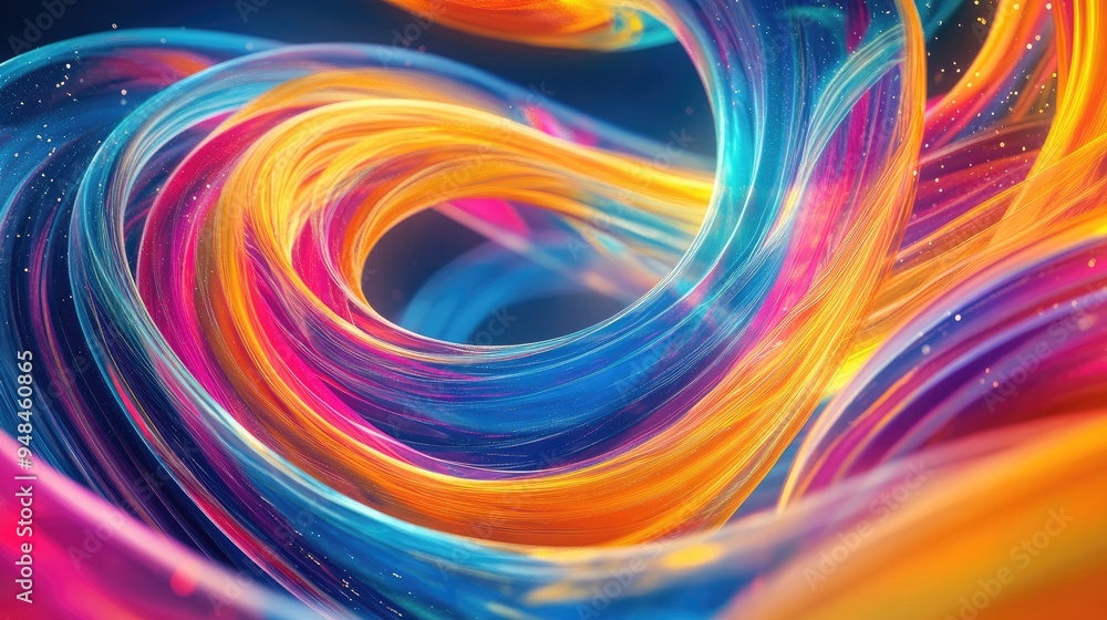 Aufkleber abstract colorful silk lines swirling in spirals, set against a dynamic futuristic background, creat