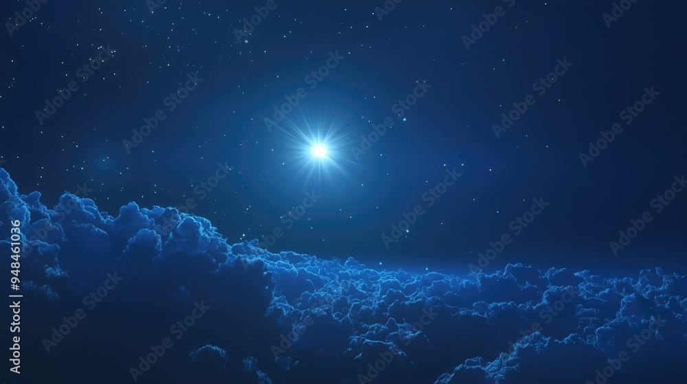 Aufkleber cartoon rendering in 3d of the pole star and sky