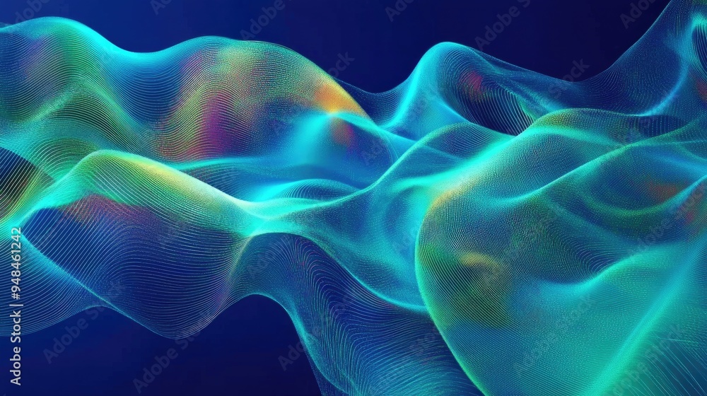 Poster flowing abstract lines background 3d rendering digital illustration