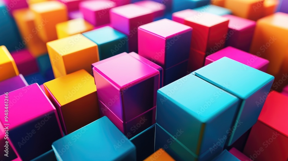 Aufkleber vibrant abstract background featuring stunning colorful cubes in a minimalistic 3d design