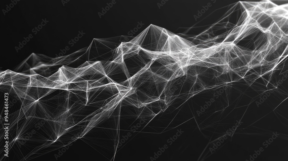 Poster high resolution polygonal mesh map featuring mesh lines triangles and points creating a unique visua