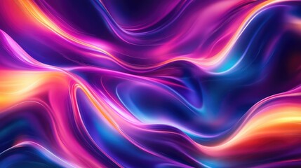 Obraz premium Vibrant neon waves with abstract illumination